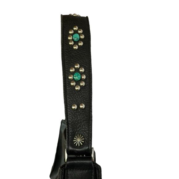 Eternal Perspective Cross Shoulder Bag Bison Leather Turquoise Beads Horse Hair - Picture 5 of 9